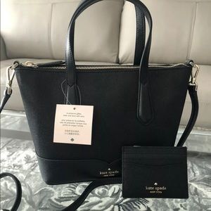 Kate spade glitter satchel crossbody bag & card holder wallet NWT